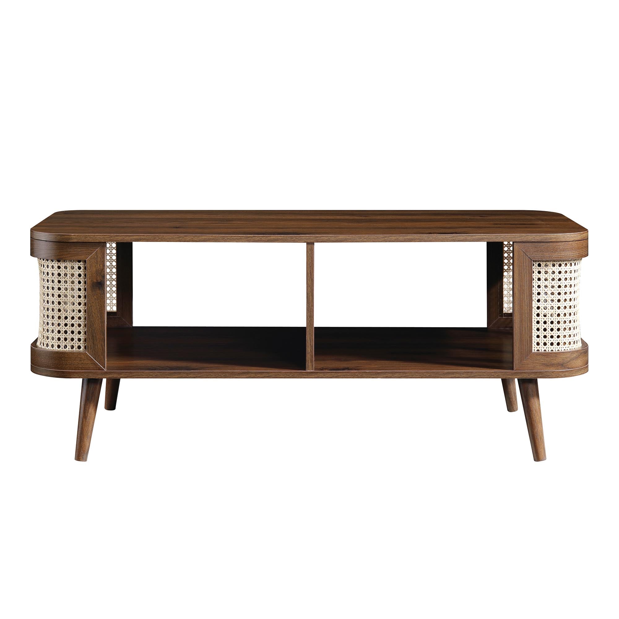 Izzy Curved Rattan Coffee Table, Walnut