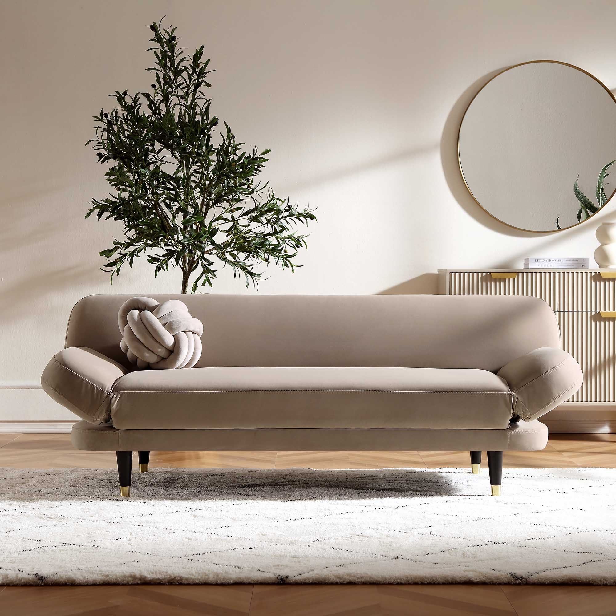 Solna 2-Seater Sofa Bed, Mink Velvet