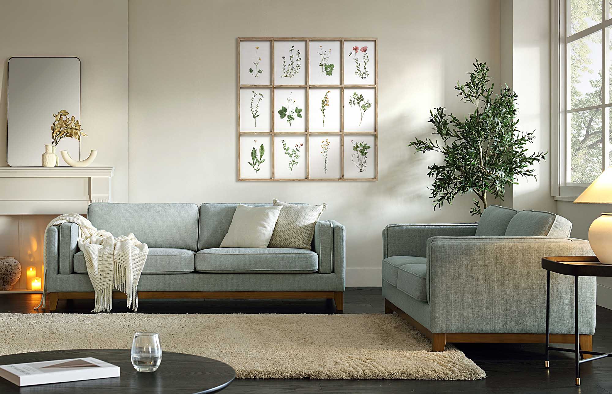 Dipley Sage Fabric Sofa, 3-Seater