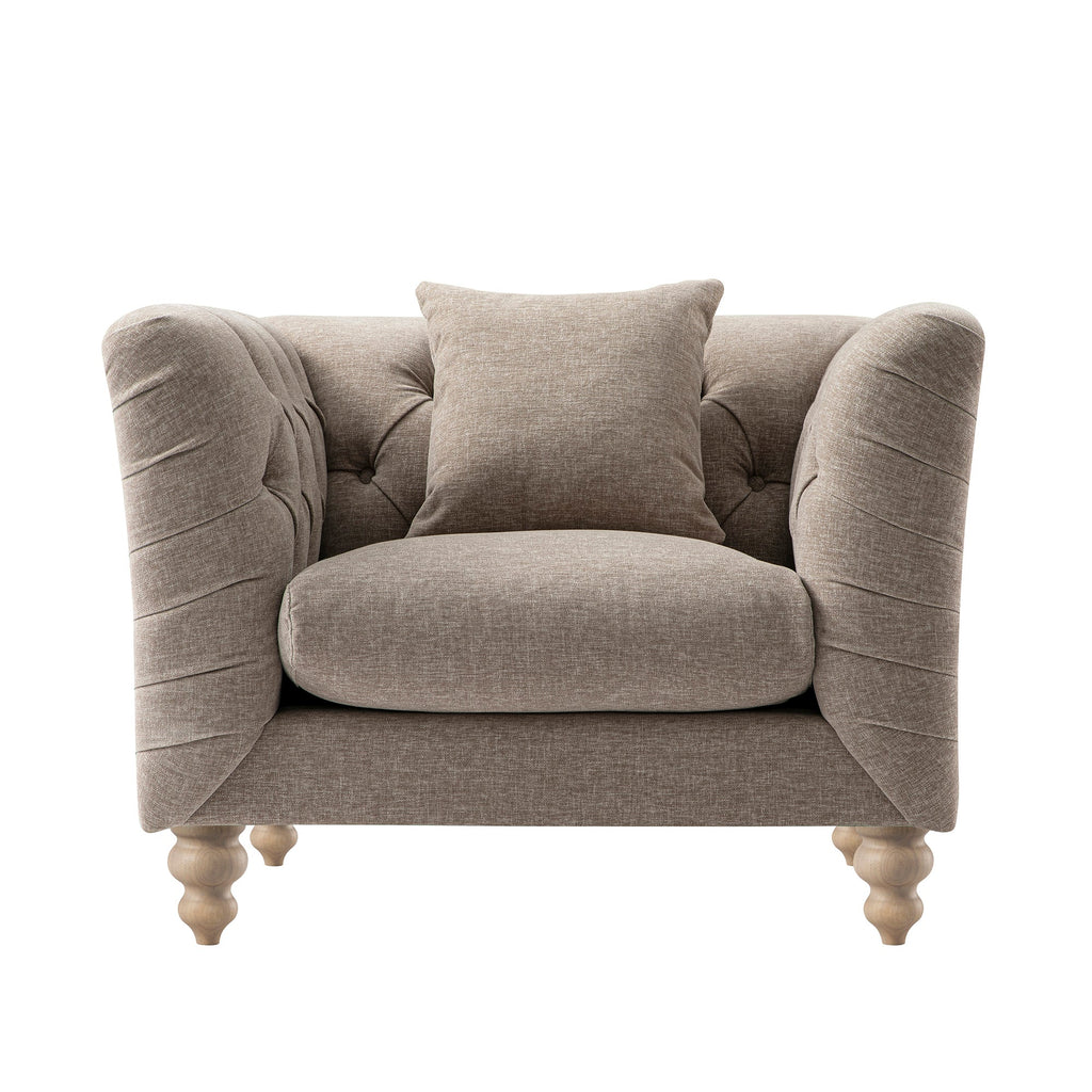 Ashby Chesterfield Armchair, Taupe Chenille