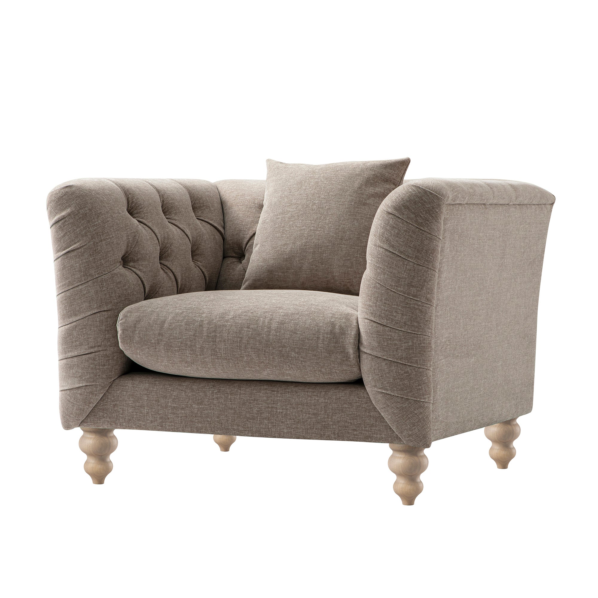 Ashby Chesterfield Armchair, Taupe Chenille