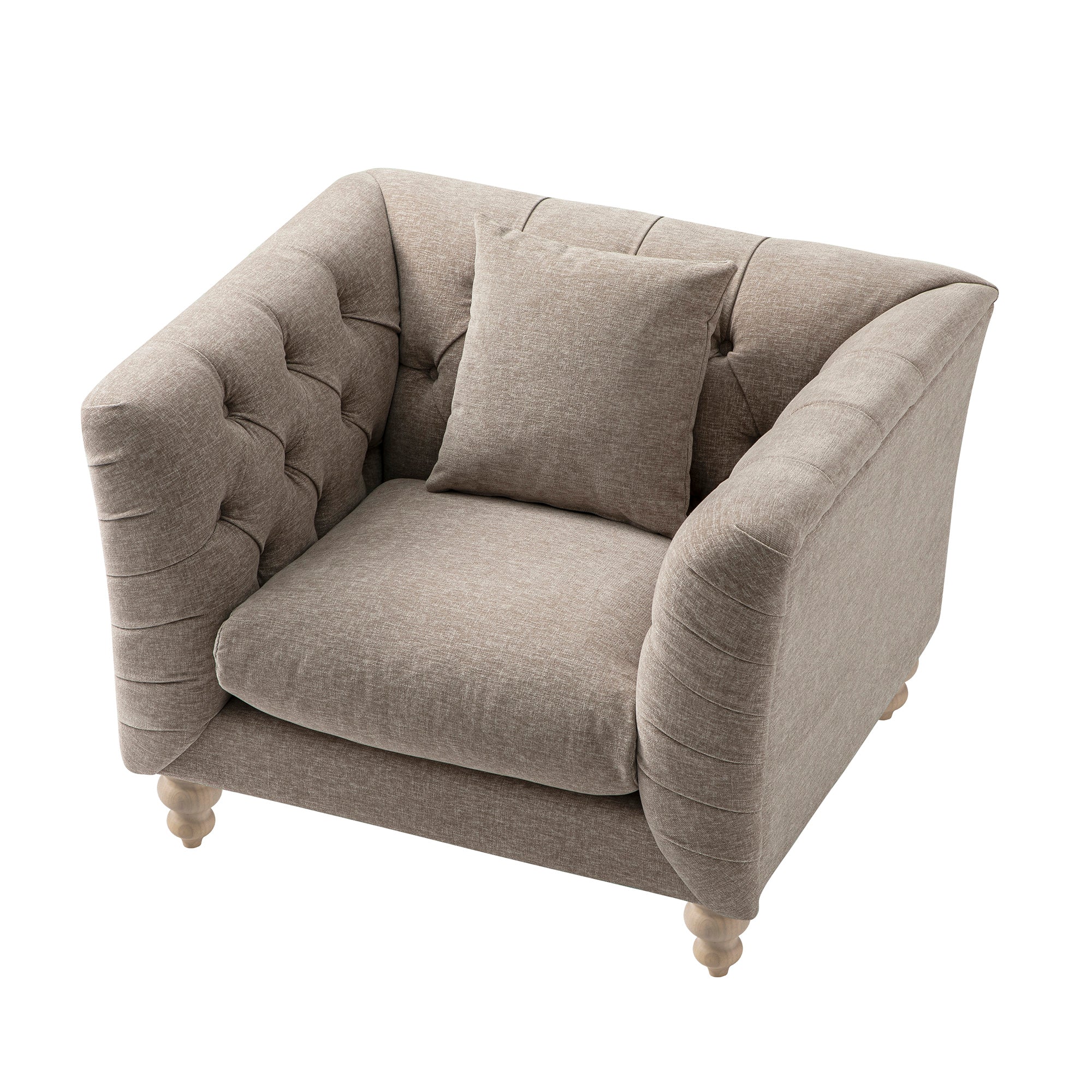 Ashby Chesterfield Armchair, Taupe Chenille