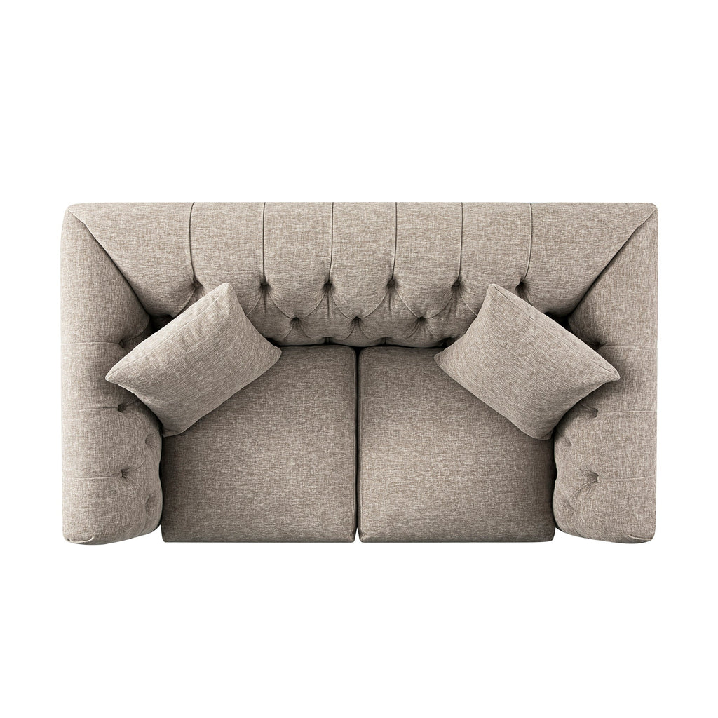 Ashby Chesterfield 2-Seater Sofa, Taupe Chenille
