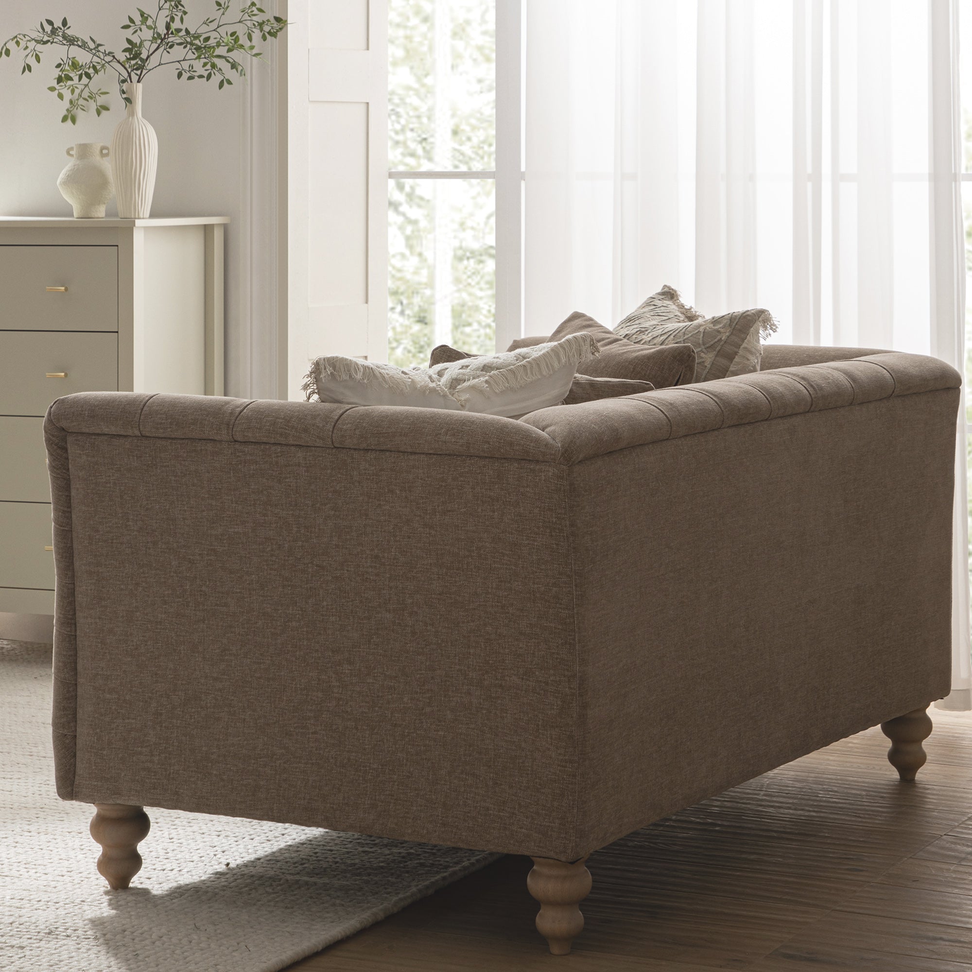 Ashby Chesterfield 2-Seater Sofa, Taupe Chenille