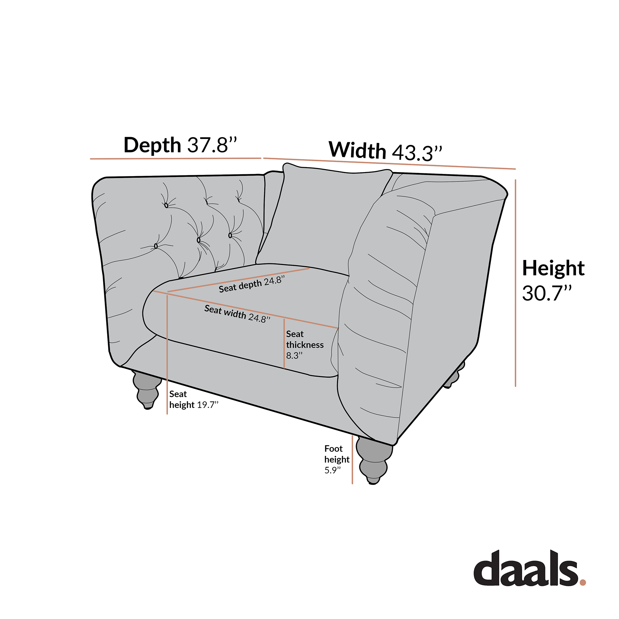Ashby Chesterfield Armchair, Taupe Chenille