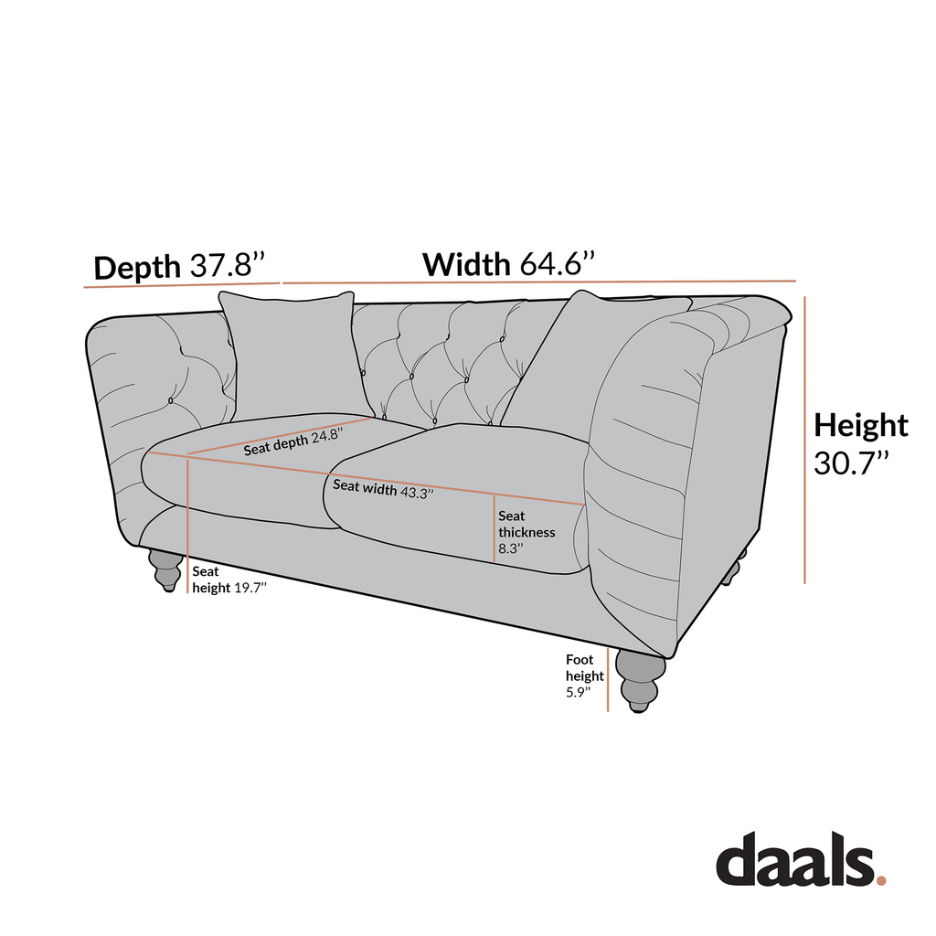 Ashby Chesterfield 2-Seater Sofa, Taupe Chenille
