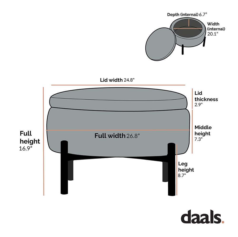 Amboise Round Storage Pouffe, Brick Boucle