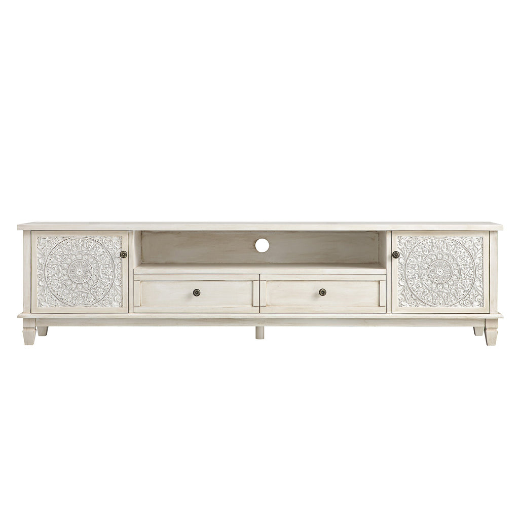 Chantilly Whitewashed 79" Wide TV Stand