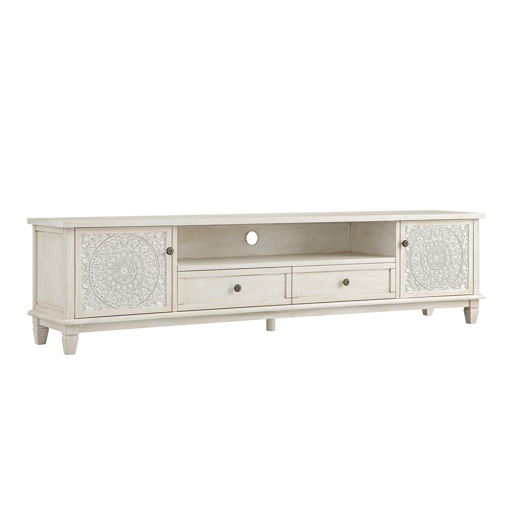 Chantilly Whitewashed 79" Wide TV Stand