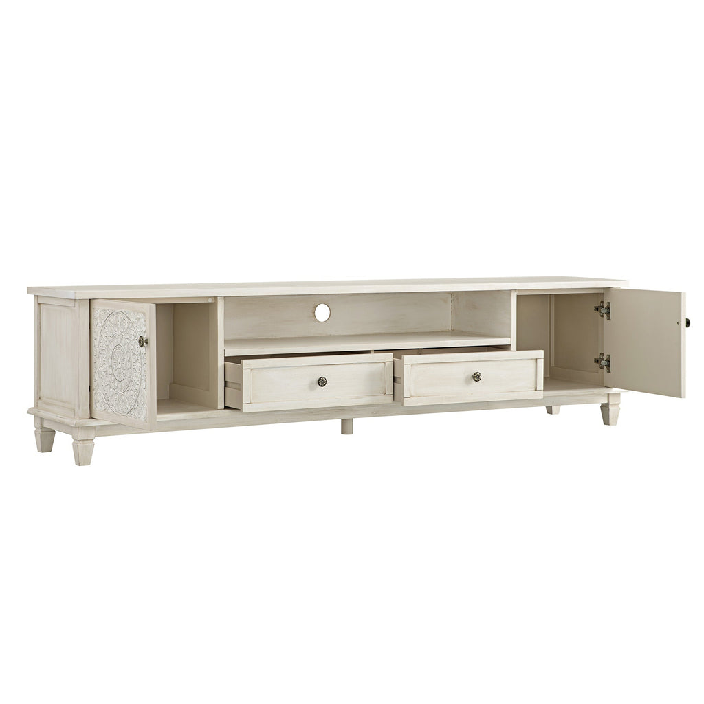 Chantilly Whitewashed 79" Wide TV Stand
