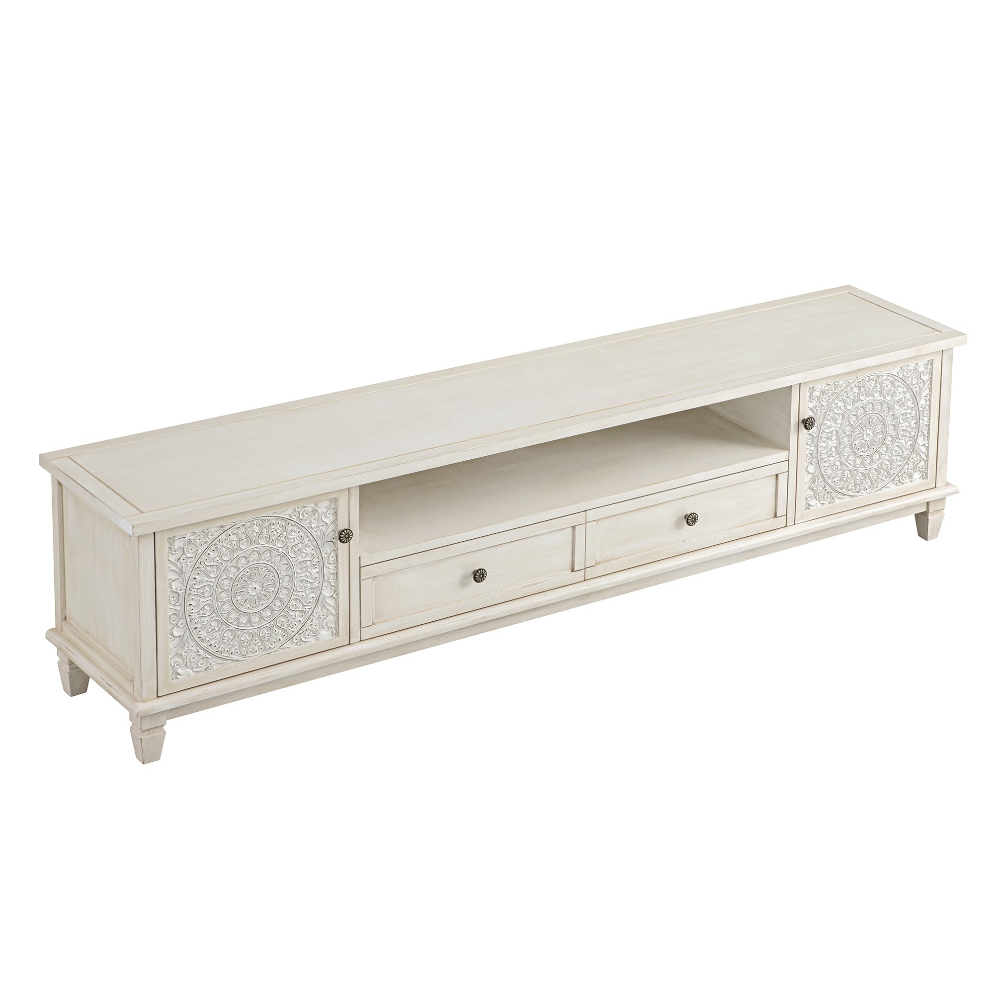 Chantilly Whitewashed 79" Wide TV Stand